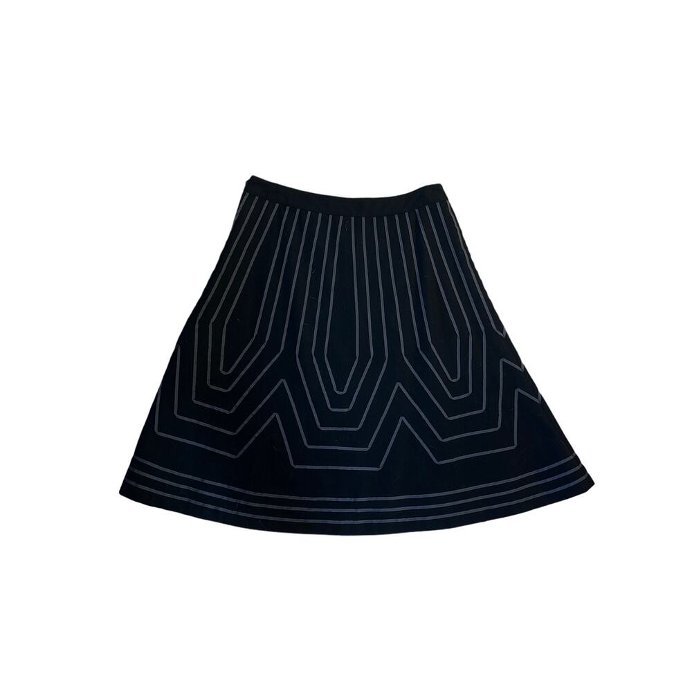 Boden Black A-Line Skirt with White Geometric Pattern - Picture 4 of 4